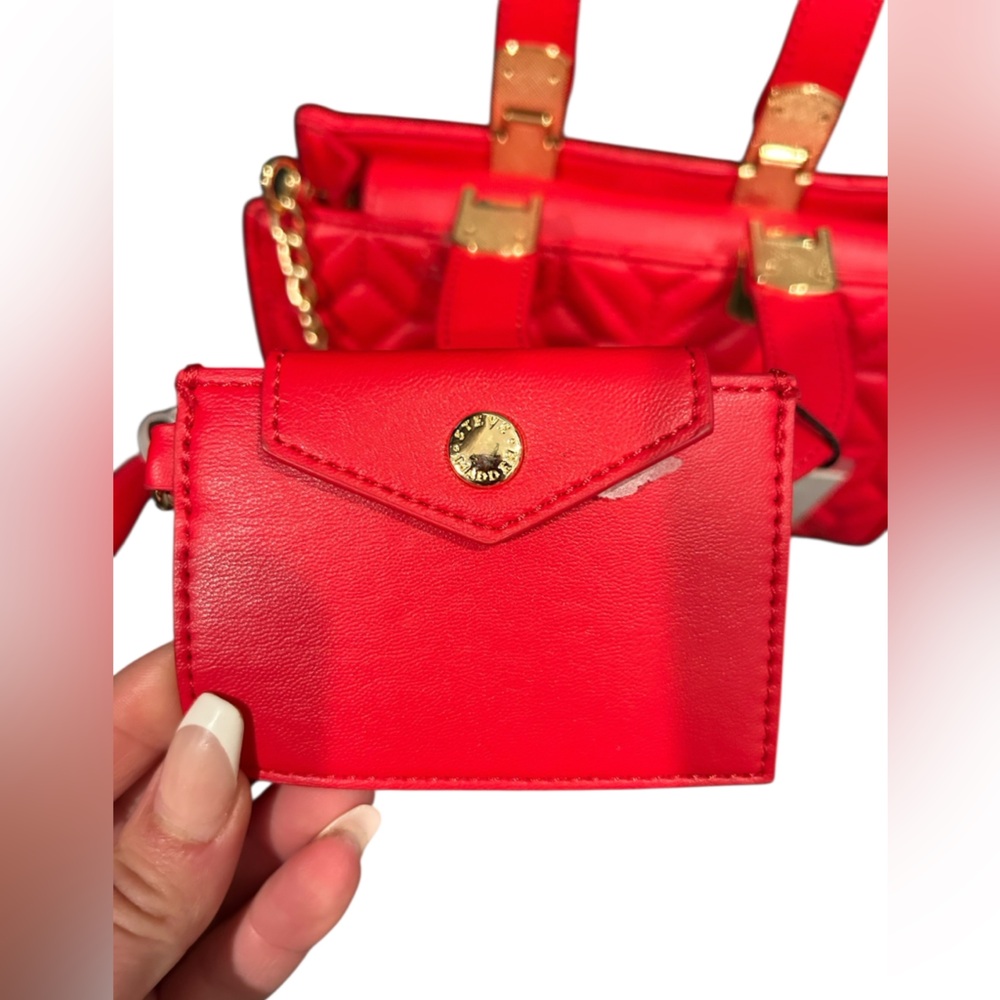 Steve Madden Chevy Red Bevelyn Satchel Crossbody Bag - Picture 4 of 5